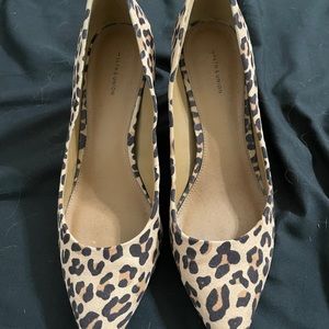 Leopard faux suede block heels. 8.5